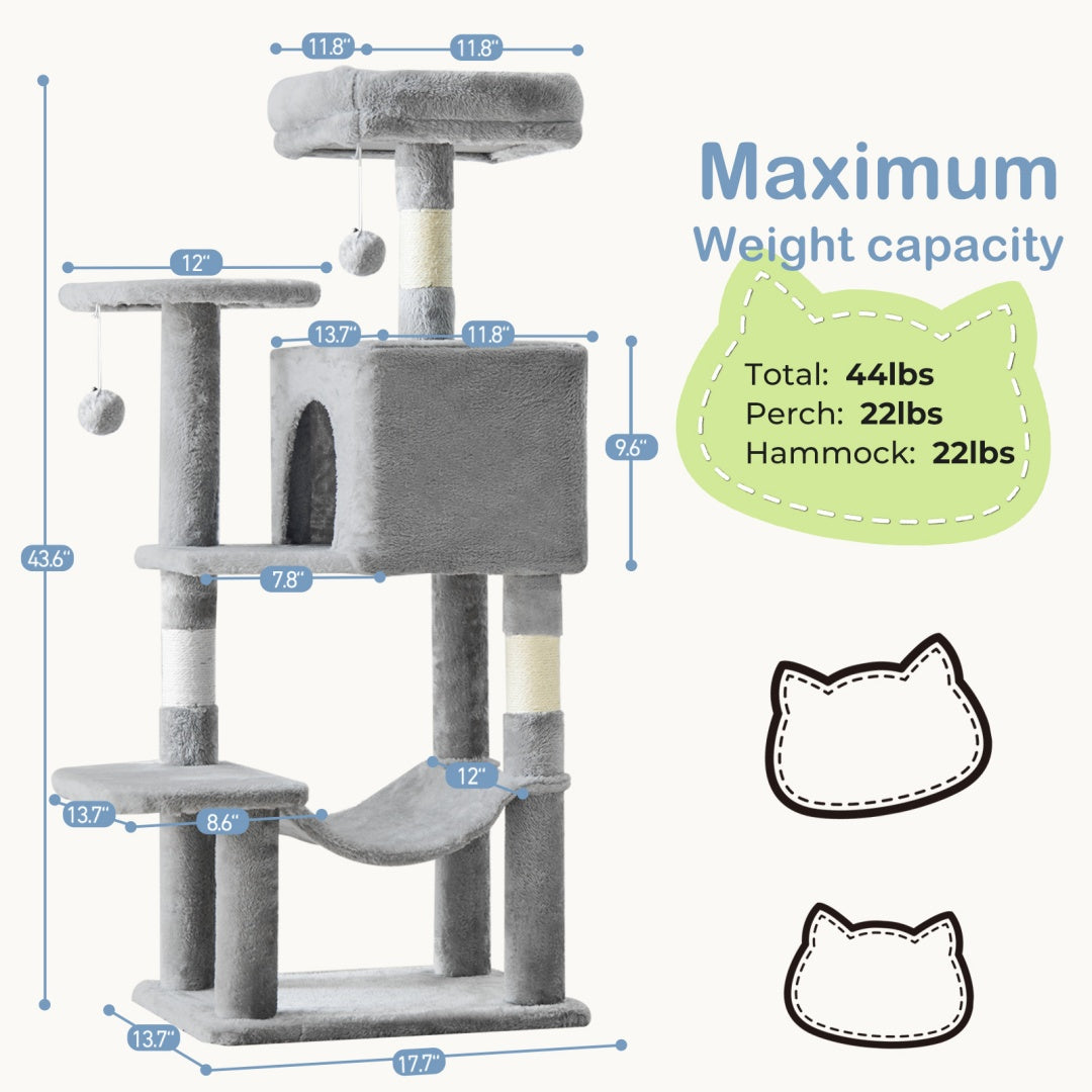 MellowPaw 44-inch calming cat tower with sisal scratching posts — view 9