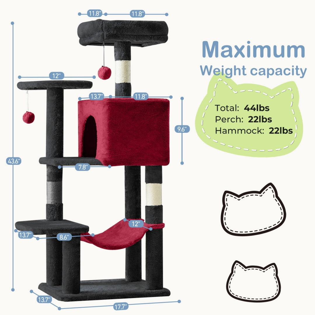 MellowPaw 44-inch calming cat tower with sisal scratching posts — view 2