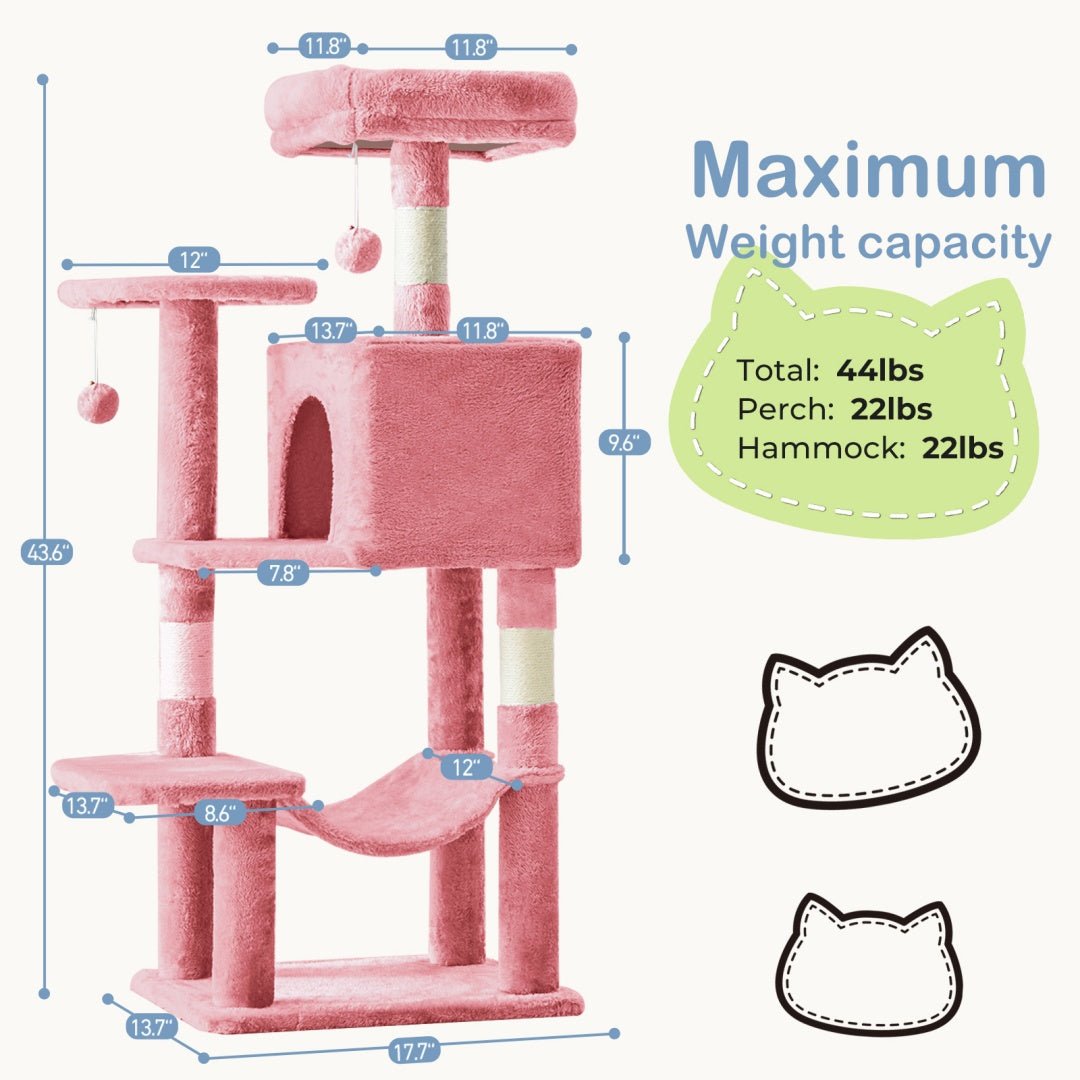 MellowPaw 44-inch calming cat tower with sisal scratching posts — view 10