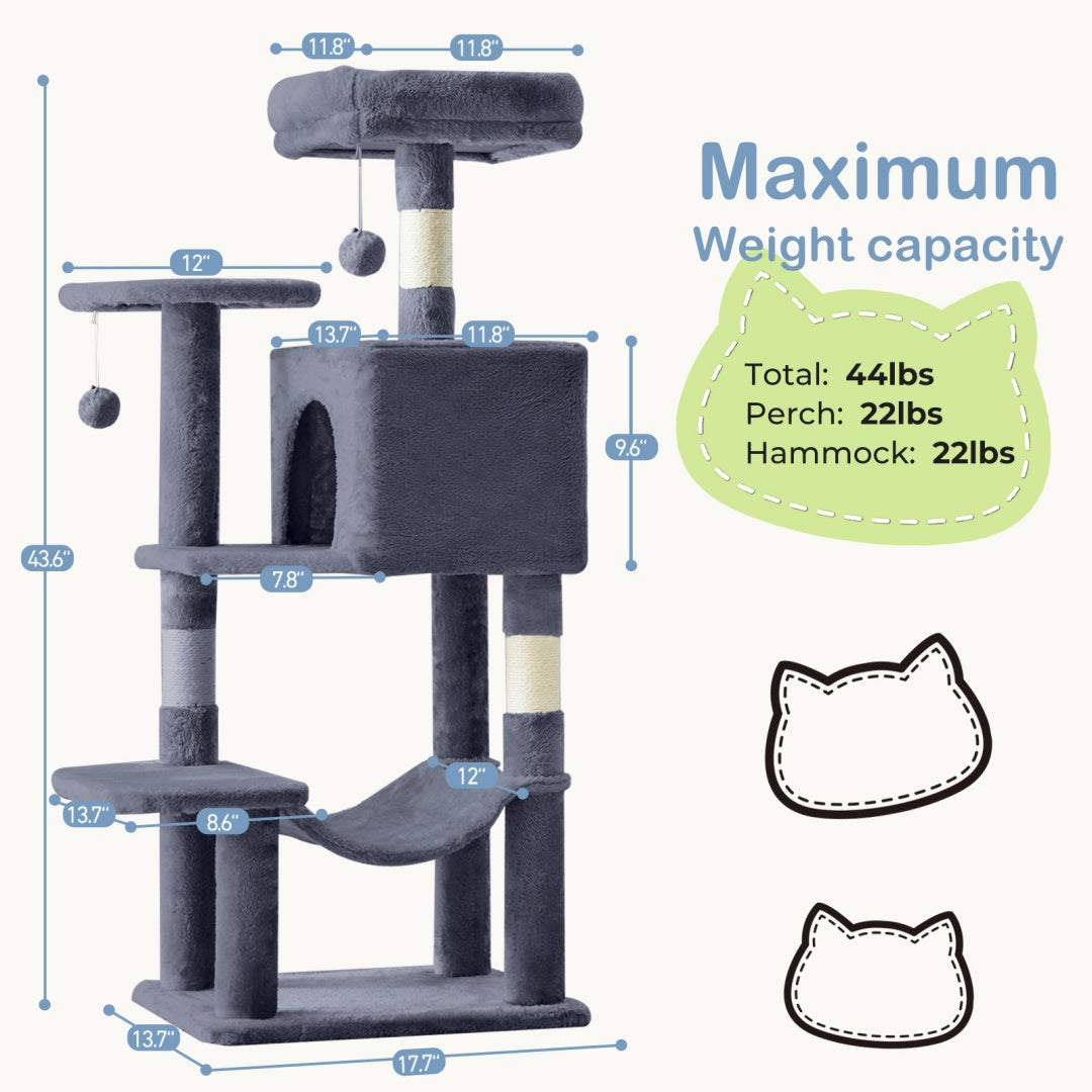 MellowPaw 44-inch calming cat tower with sisal scratching posts — view 12
