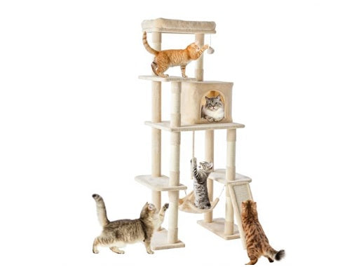 MellowPaw 63-inch calming cat tower with sisal scratching posts — view 1